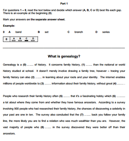 FCE Part 1 Practice